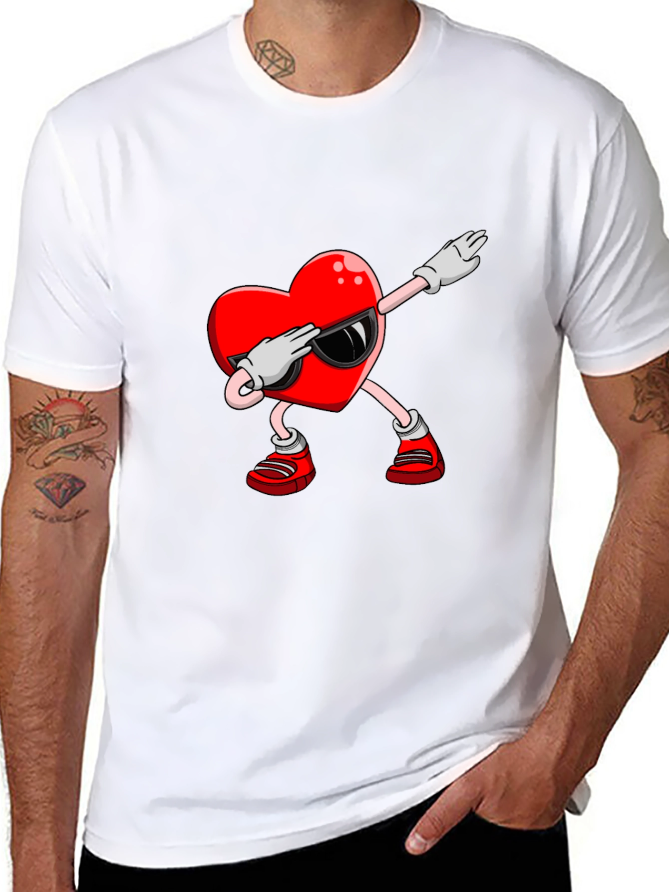 Heart Dabbing Graphic Tee - Valentines Day
