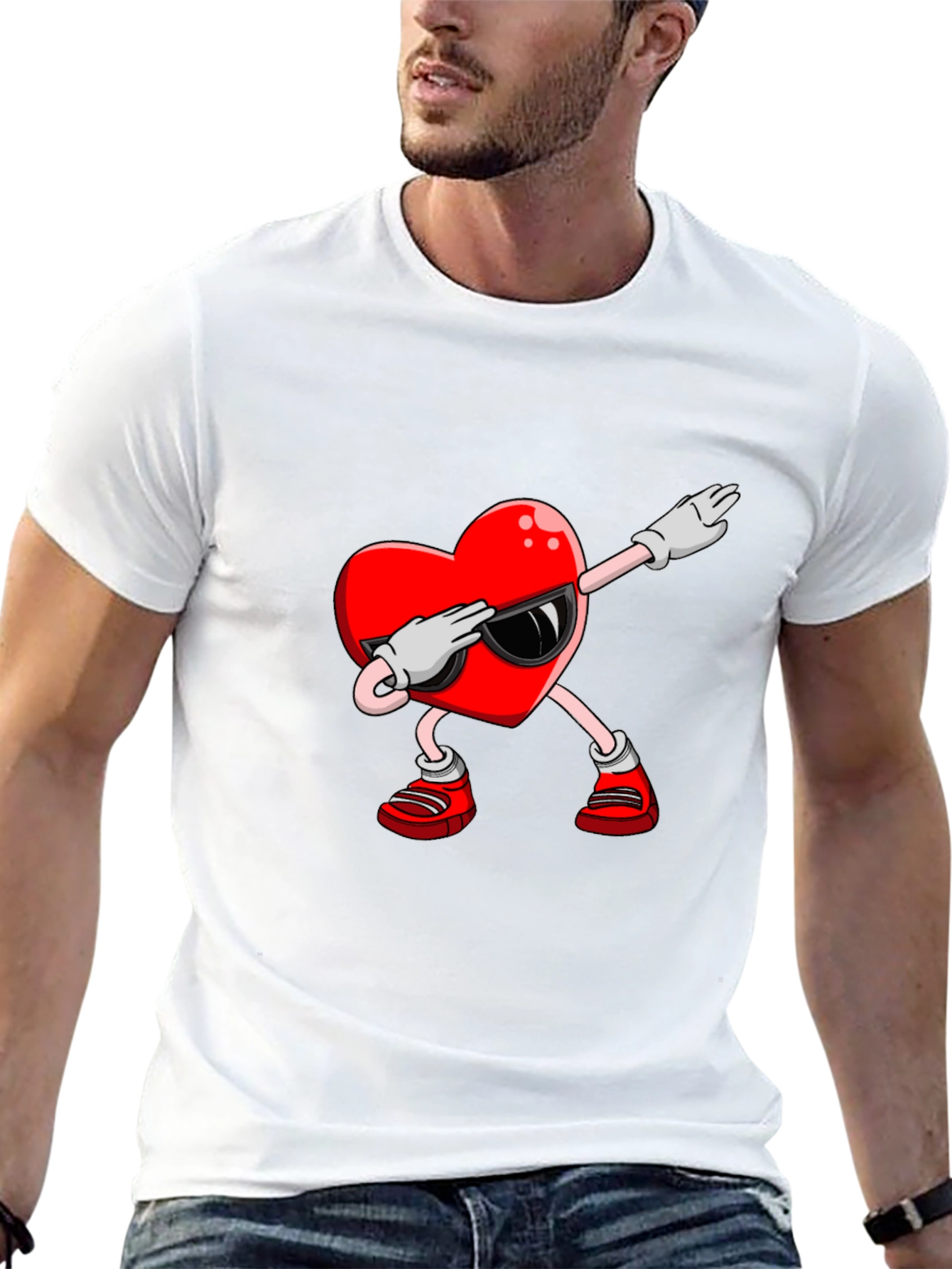 Heart Dabbing Graphic Tee - Valentines Day