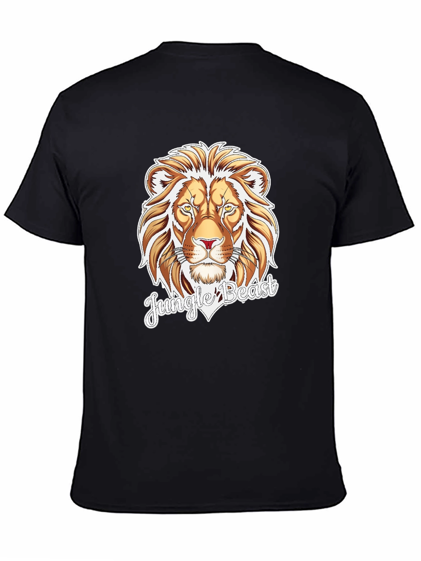 Jungle Beast Lion Graphic Tee - Black Cotton T-Shirt
