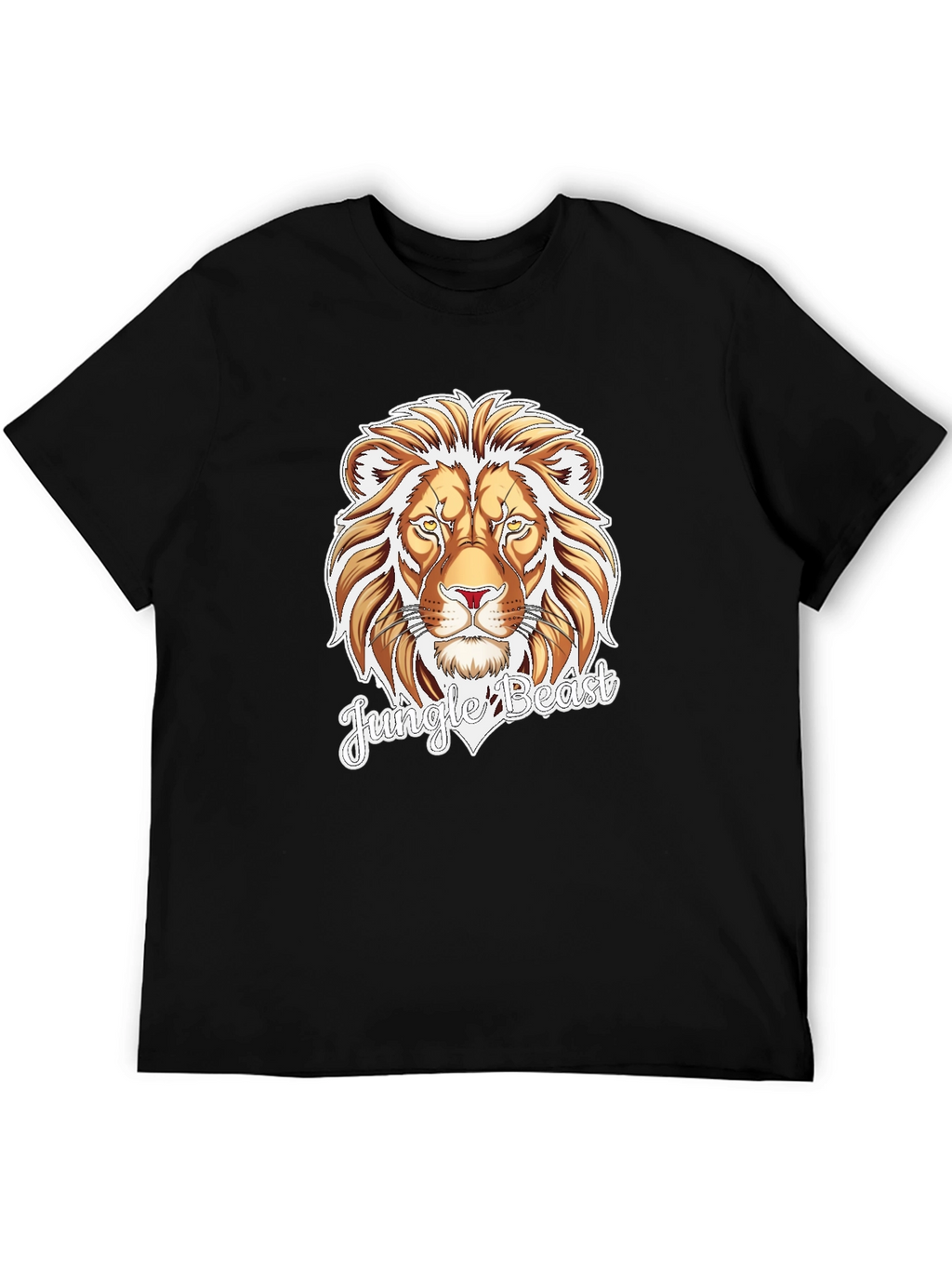 Jungle Beast Lion Graphic Tee - Black Cotton T-Shirt