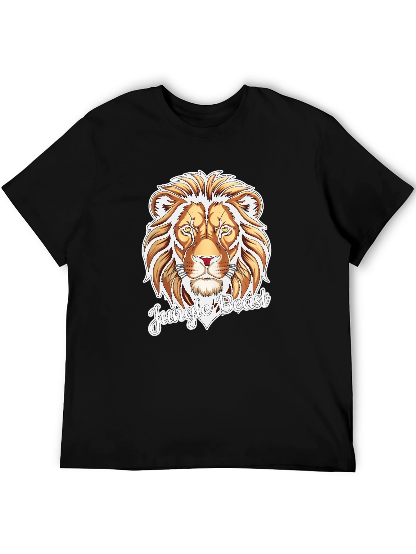 Jungle Beast Lion Graphic Tee - Black Cotton T-Shirt