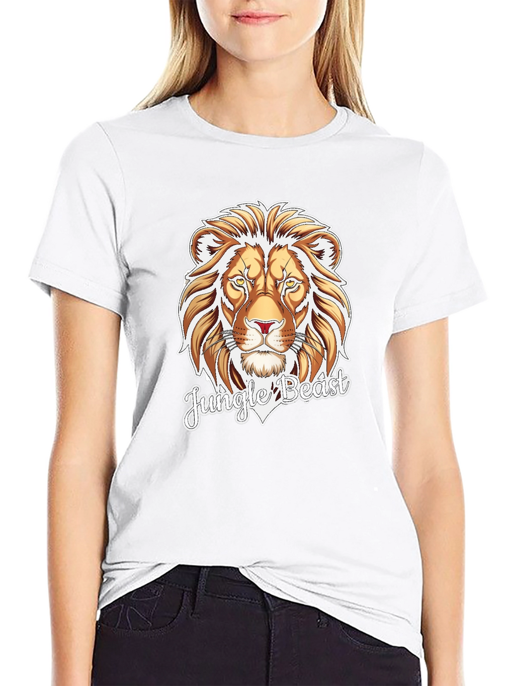 Jungle Beast Lion Graphic Tee - Black Cotton T-Shirt