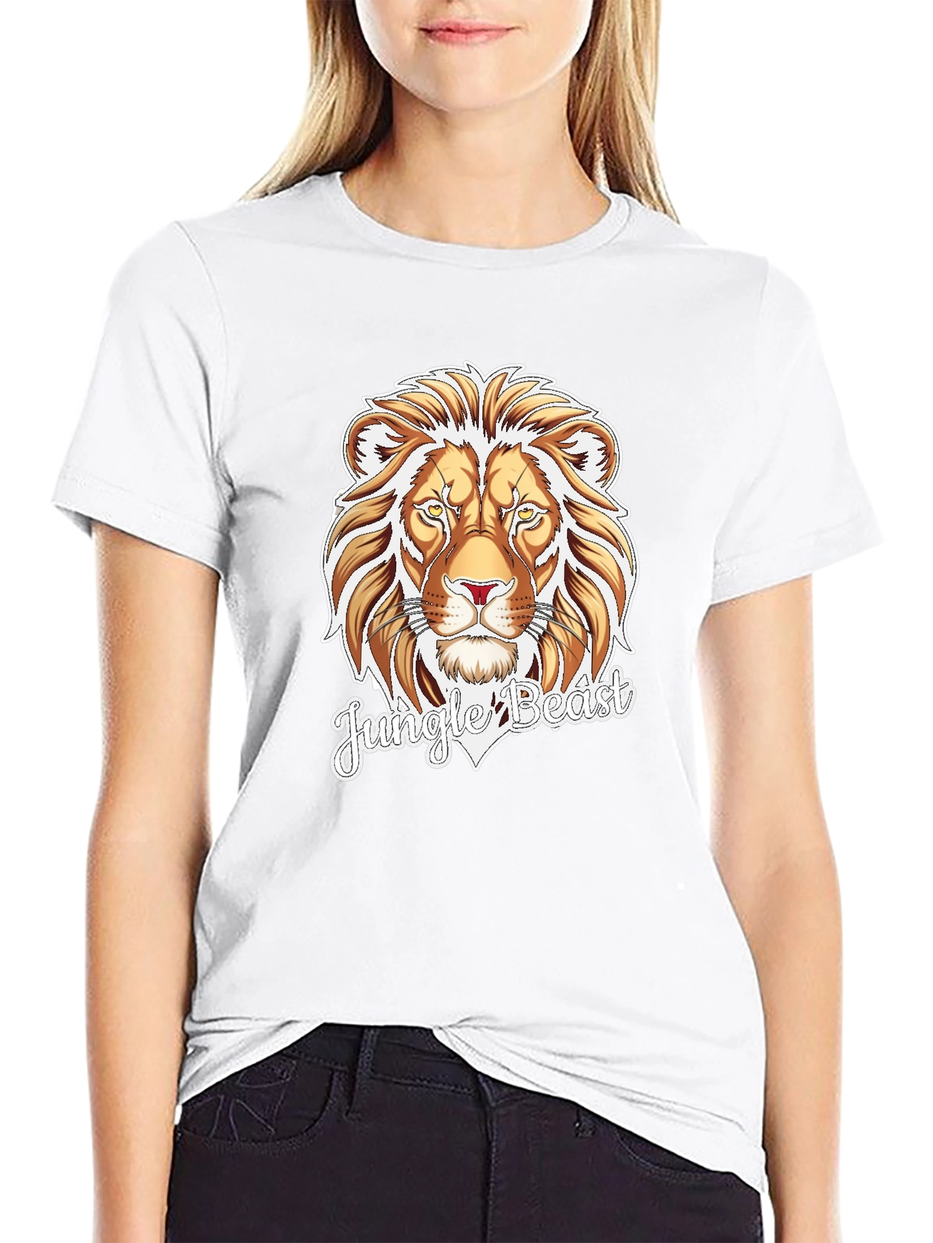 Jungle Beast Lion Graphic Tee - Black Cotton T-Shirt
