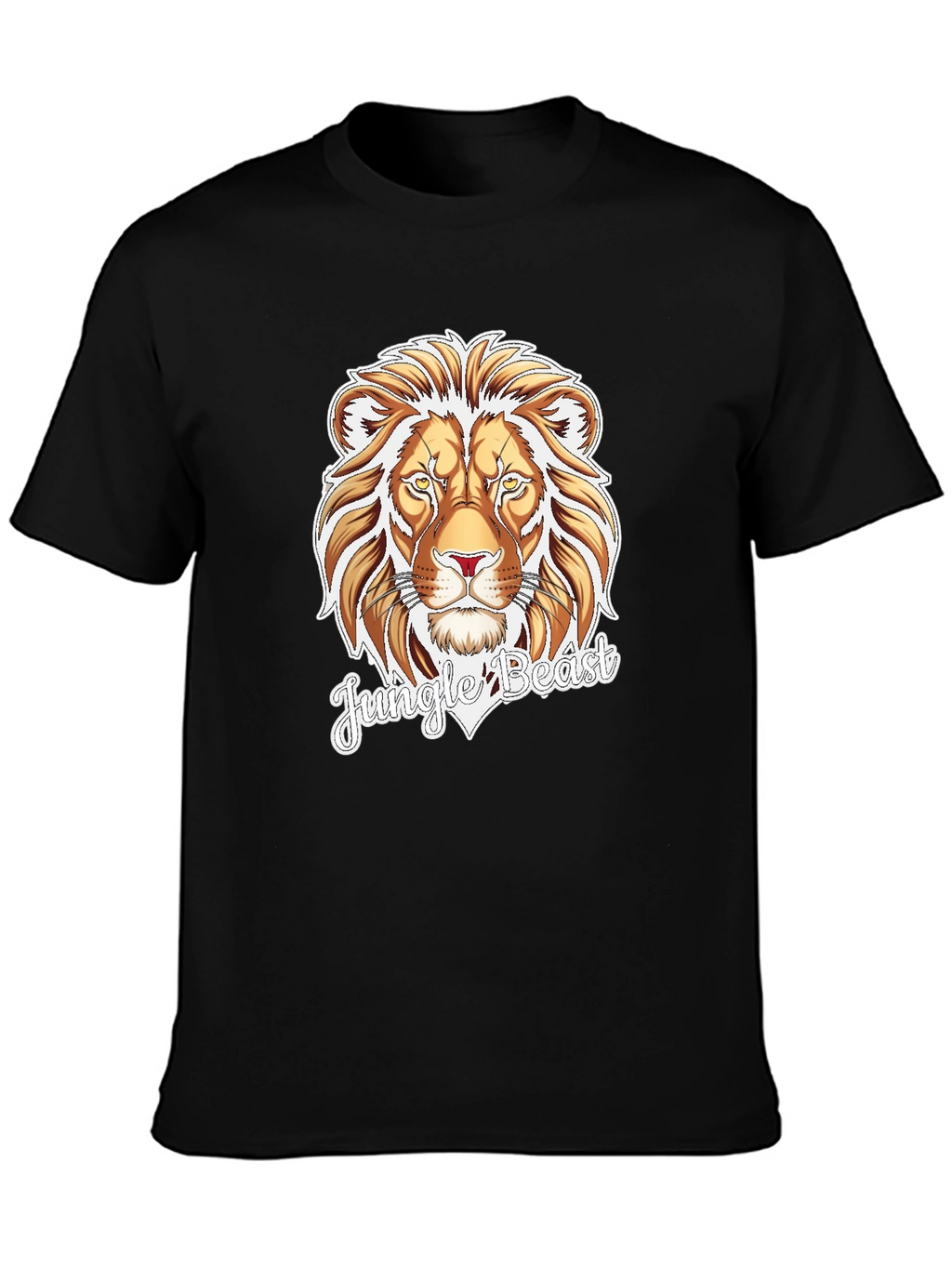 Jungle Beast Lion Graphic Tee - Black Cotton T-Shirt