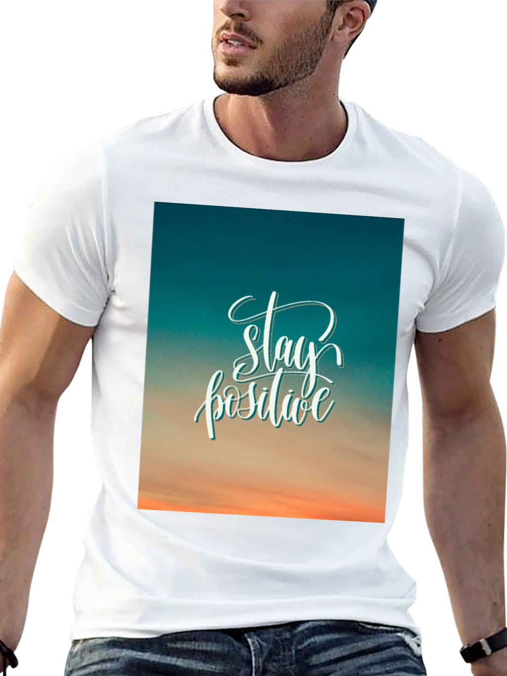 Stay Positive Graphic Tee - Black Cotton