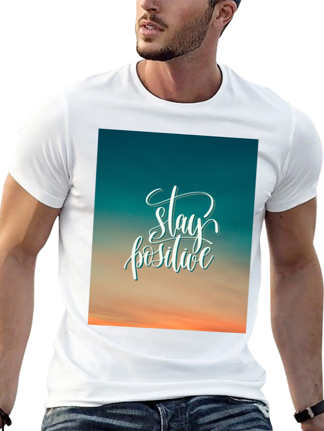 Stay Positive Graphic Tee - Black Cotton