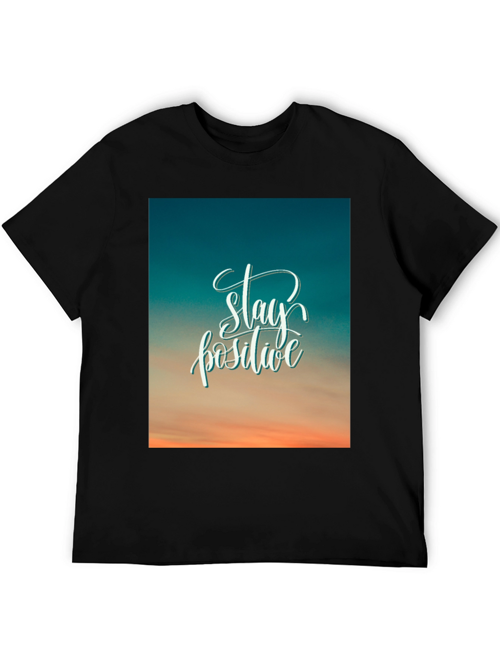 Stay Positive Graphic Tee - Black Cotton