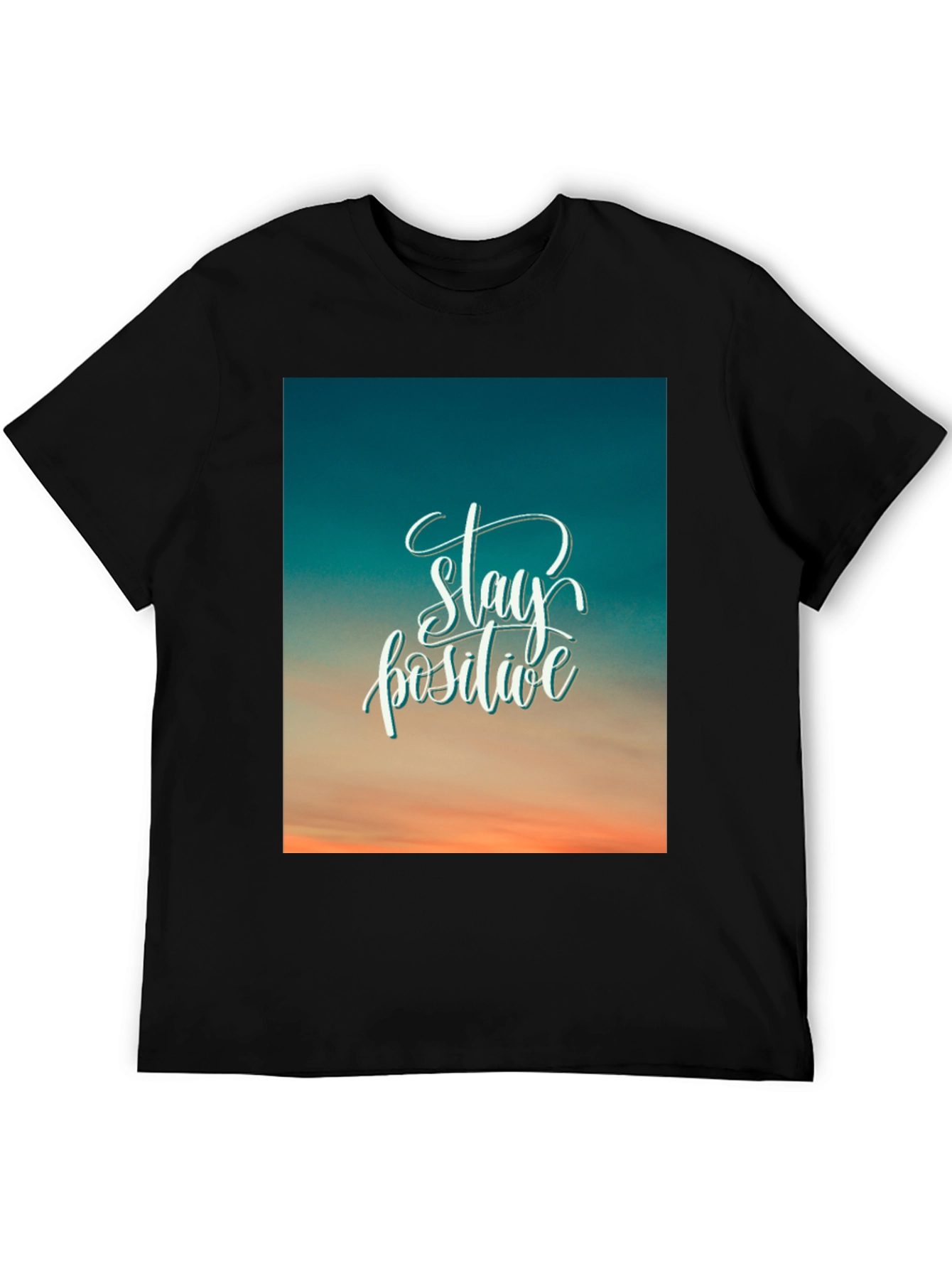 Stay Positive Graphic Tee - Black Cotton