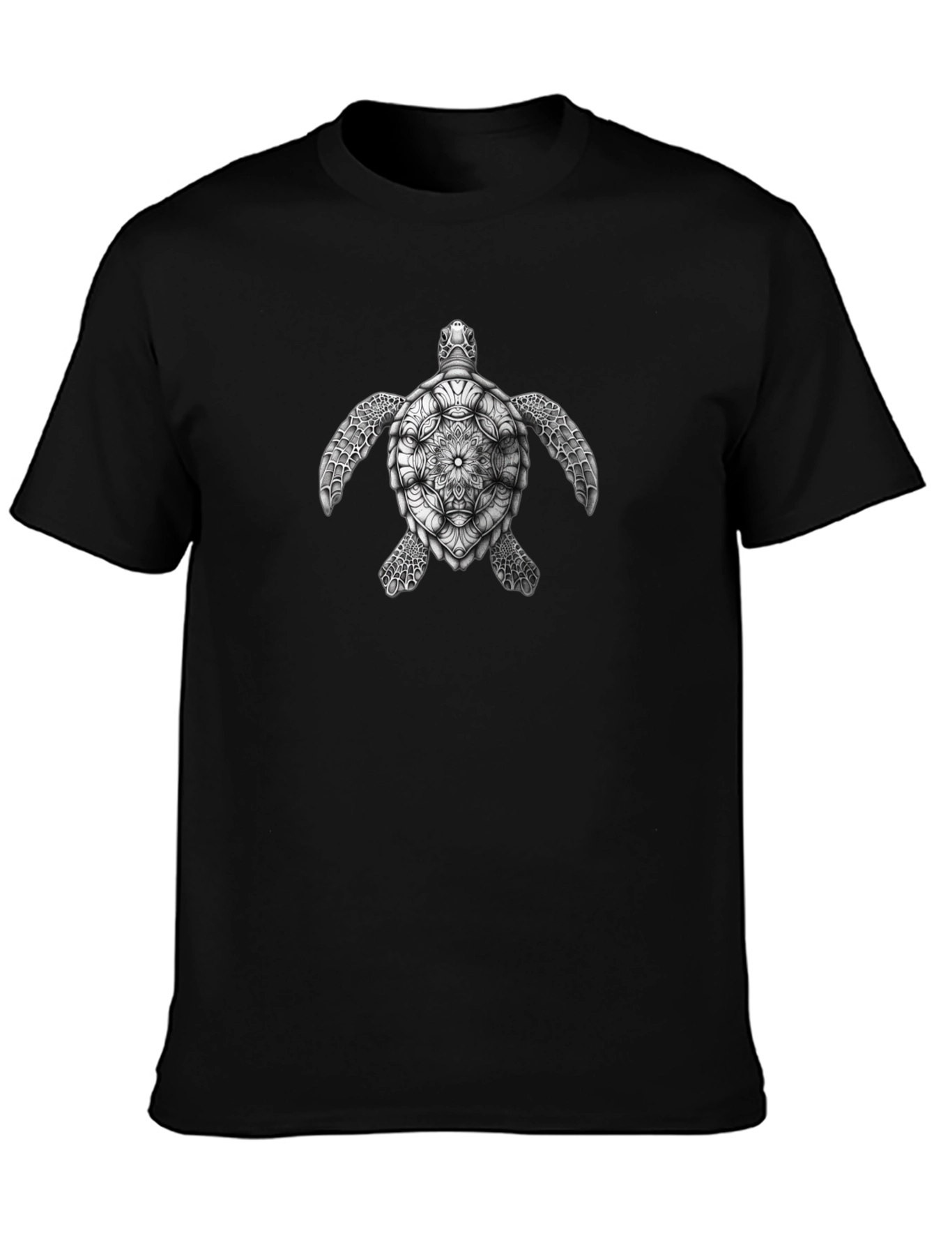 Turtle Mandala Graphic T-Shirt - Black