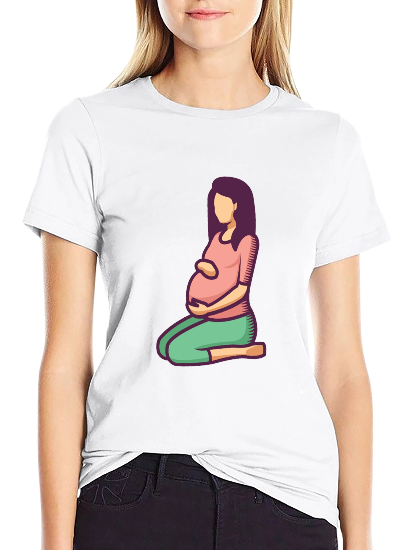Pregnancy Shirt - Cartoon Woman Design