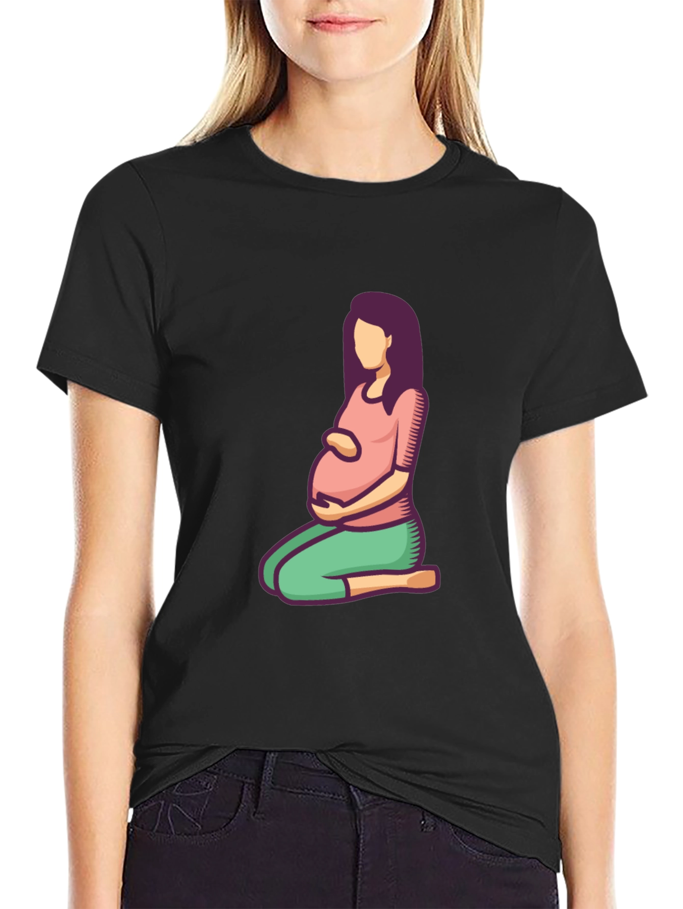 Pregnancy Shirt - Cartoon Woman Design