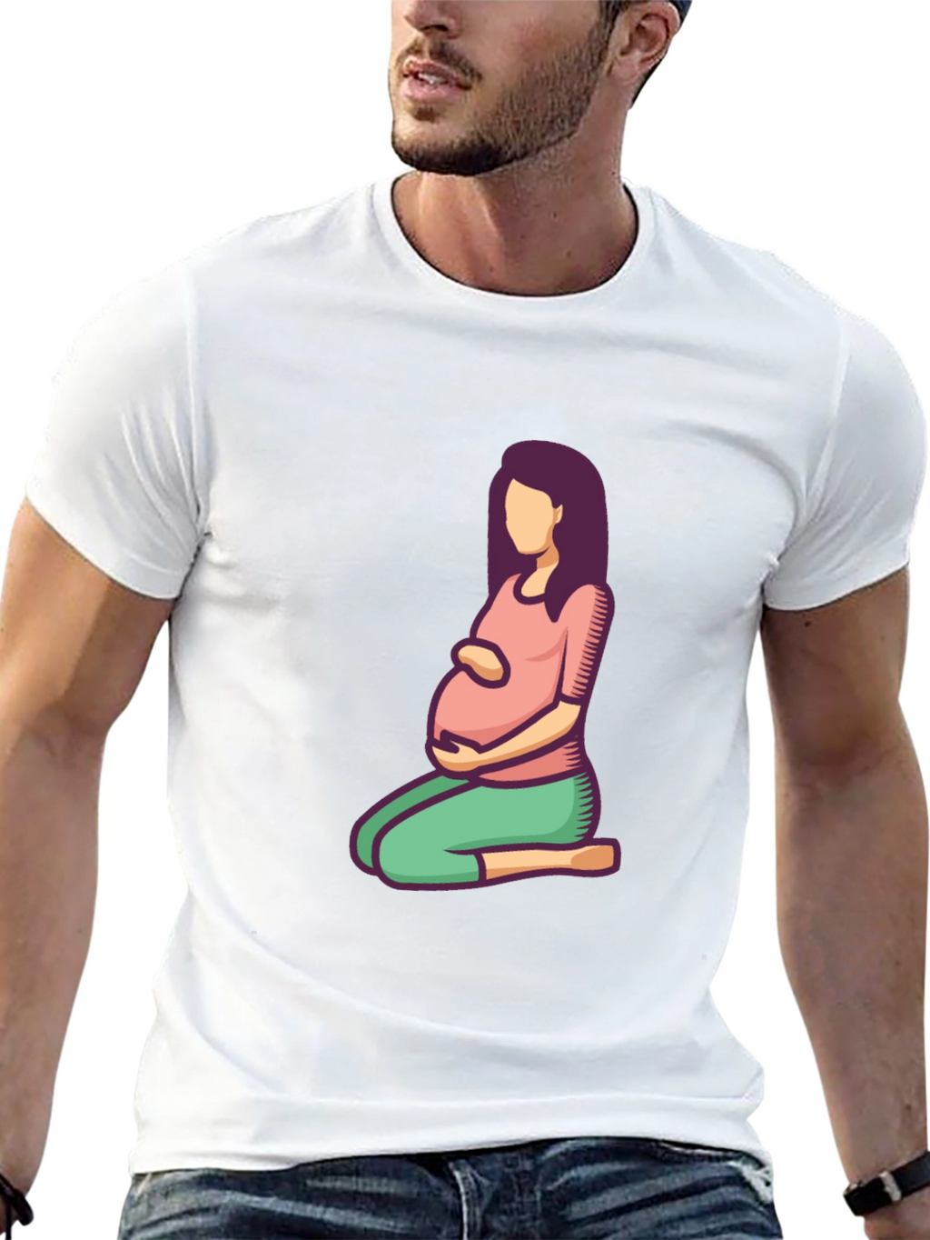 Pregnancy Shirt - Cartoon Woman Design