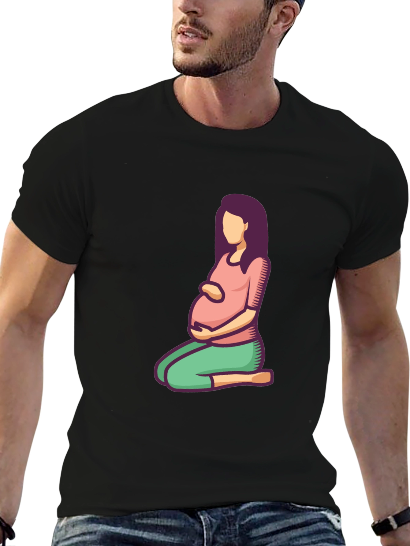 Pregnancy Shirt - Cartoon Woman Design