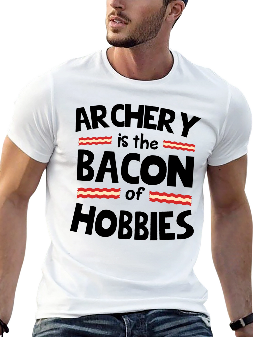 Archery is the Bacon of Hobbies Funny Black T-Shirt