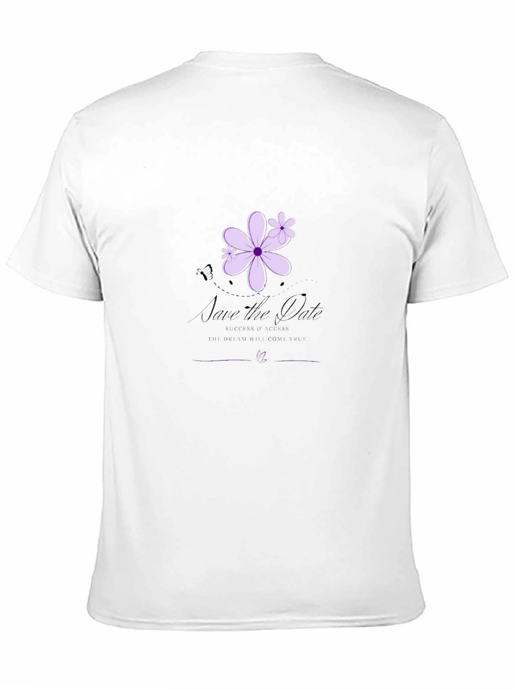 Elegant Black T-Shirt with Floral Save-the-Date Design