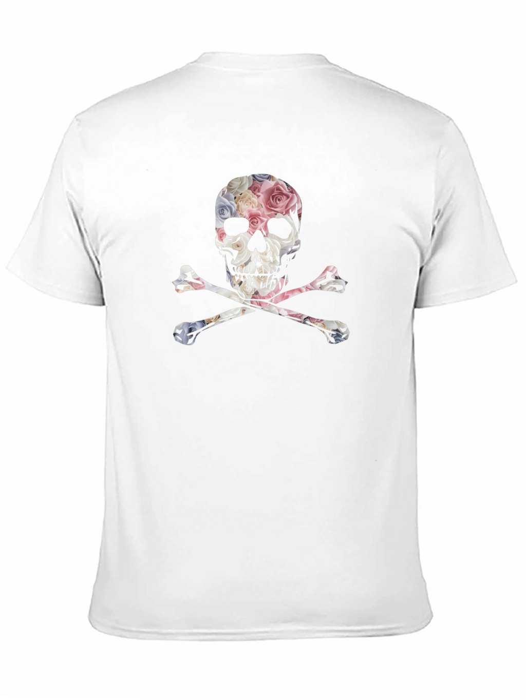 Floral Skull & Crossbones Graphic Tee - Black
