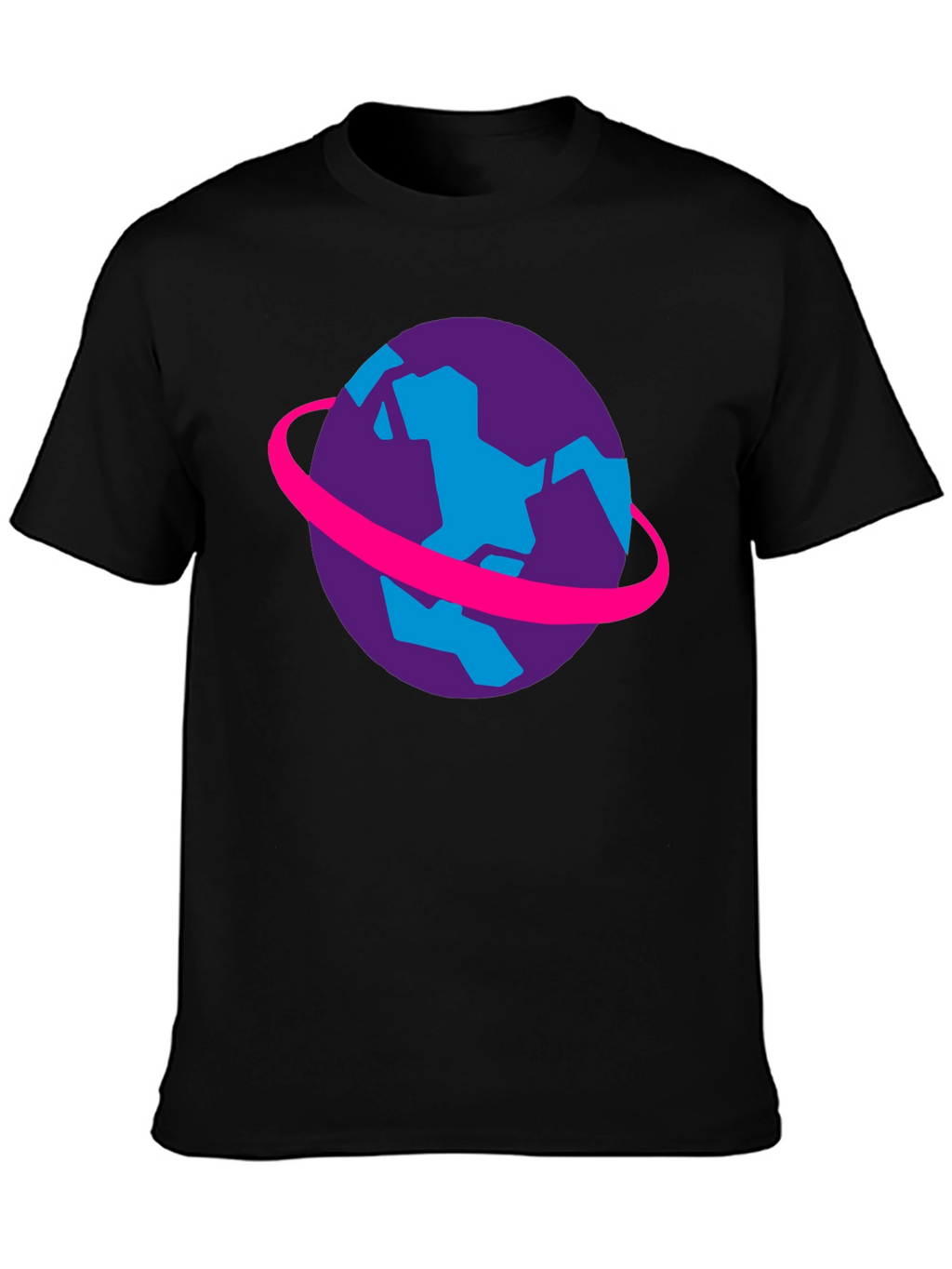 Retro Planet Graphic Tee - Black Cotton T-Shirt