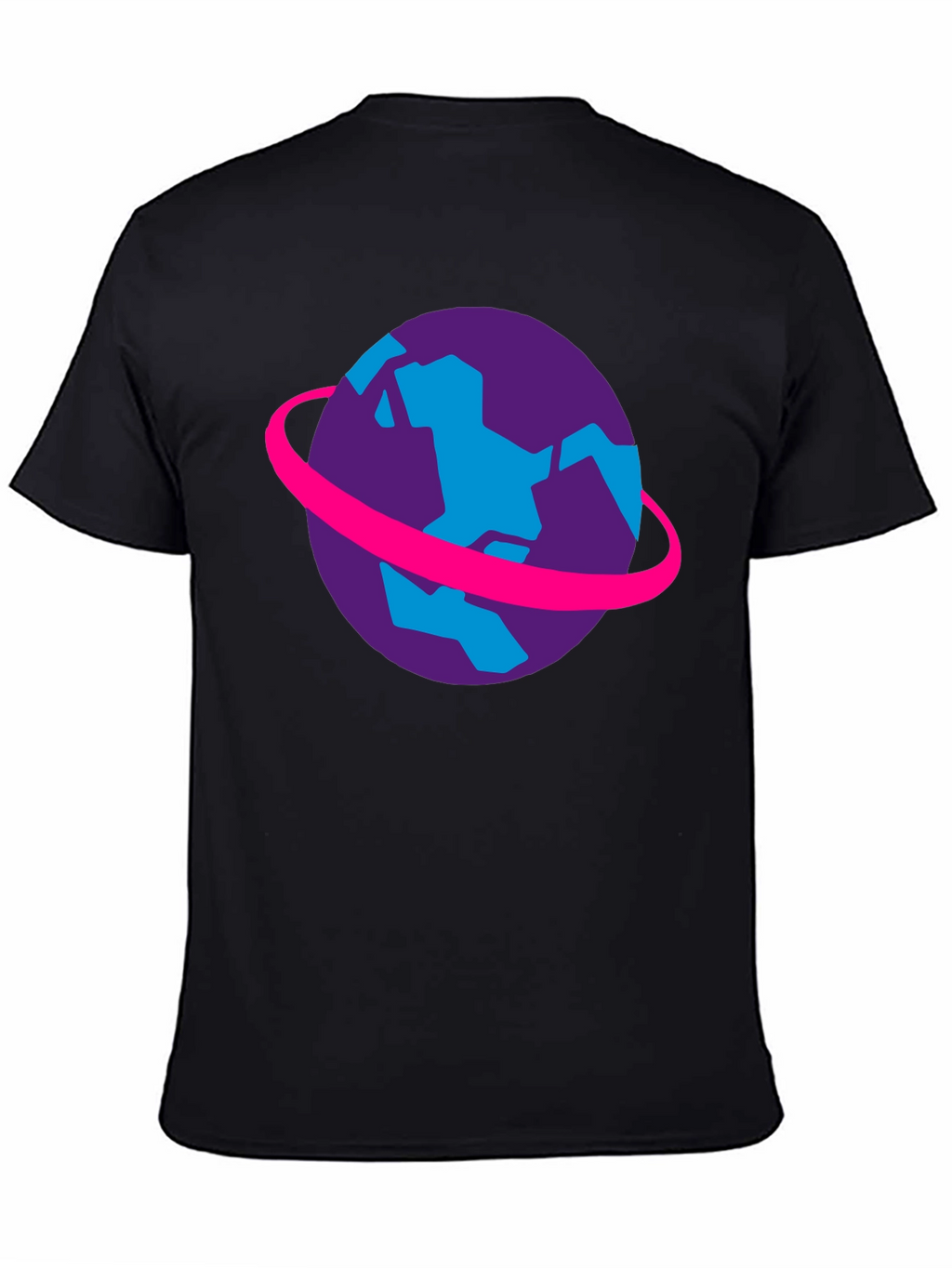 Retro Planet Graphic Tee - Black Cotton T-Shirt
