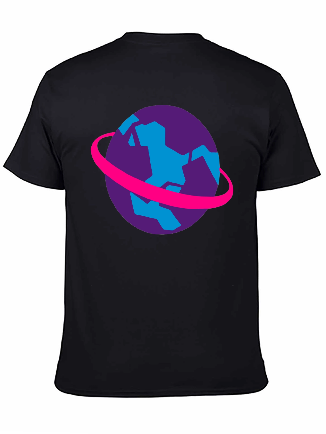 Retro Planet Graphic Tee - Black Cotton T-Shirt