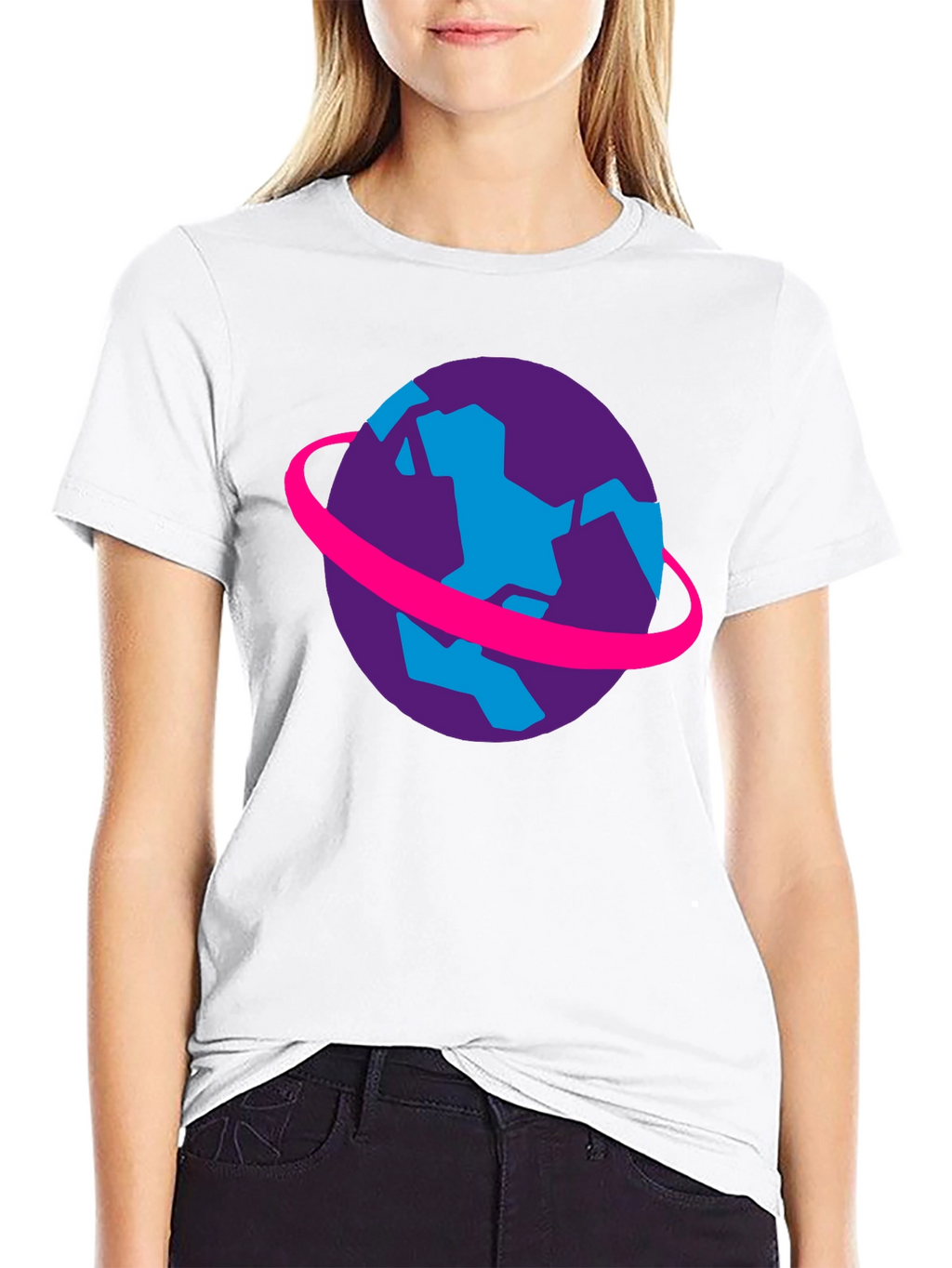 Retro Planet Graphic Tee - Black Cotton T-Shirt