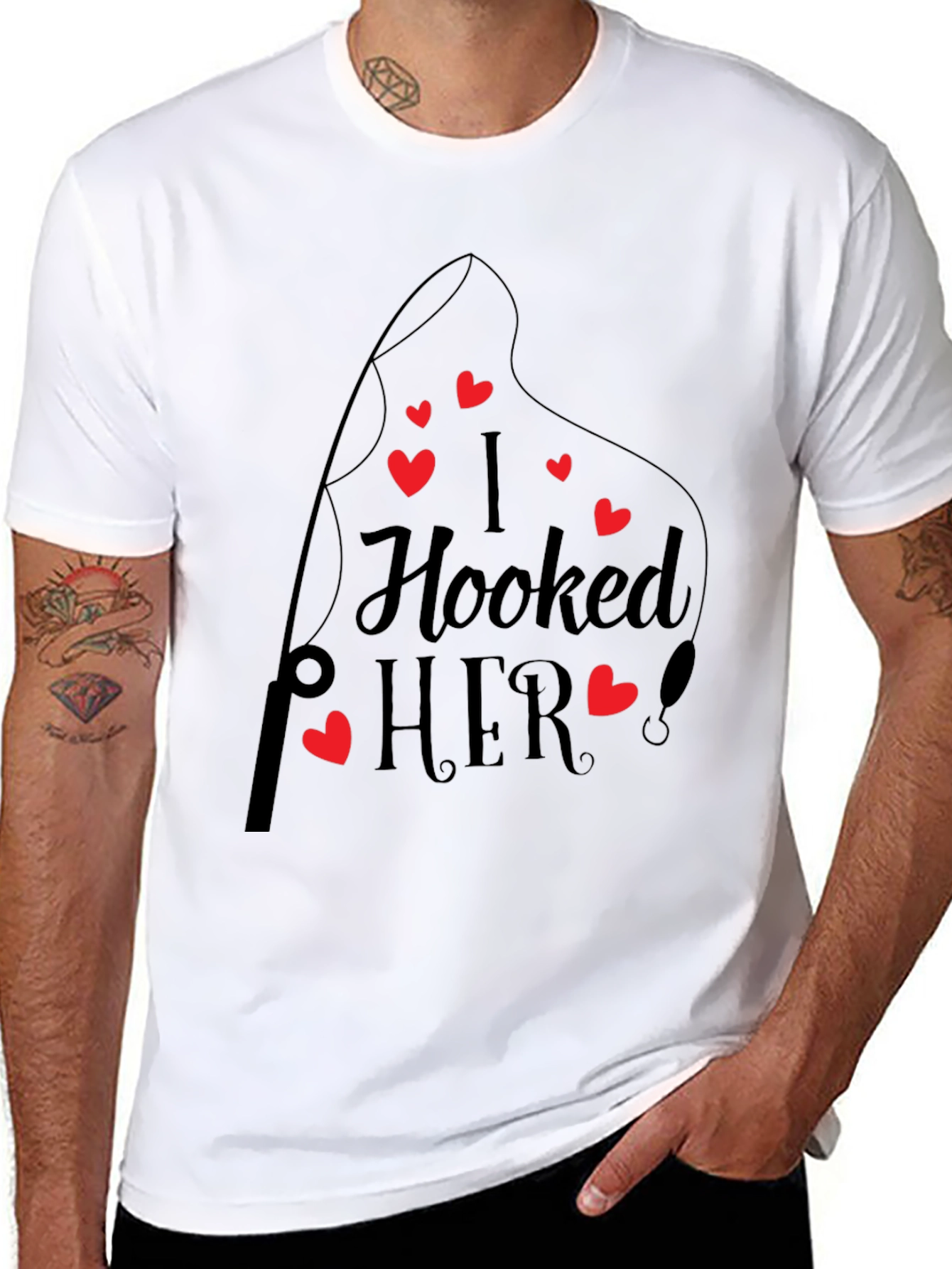 I Hooked Her! Black Crew Neck Tee