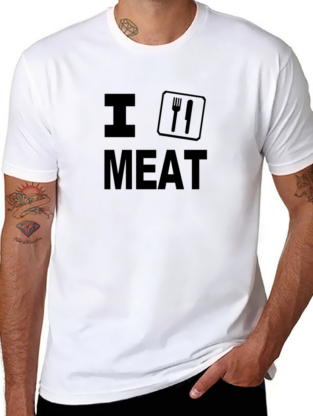 I (Cutlery) Meat Black Graphic T-Shirt