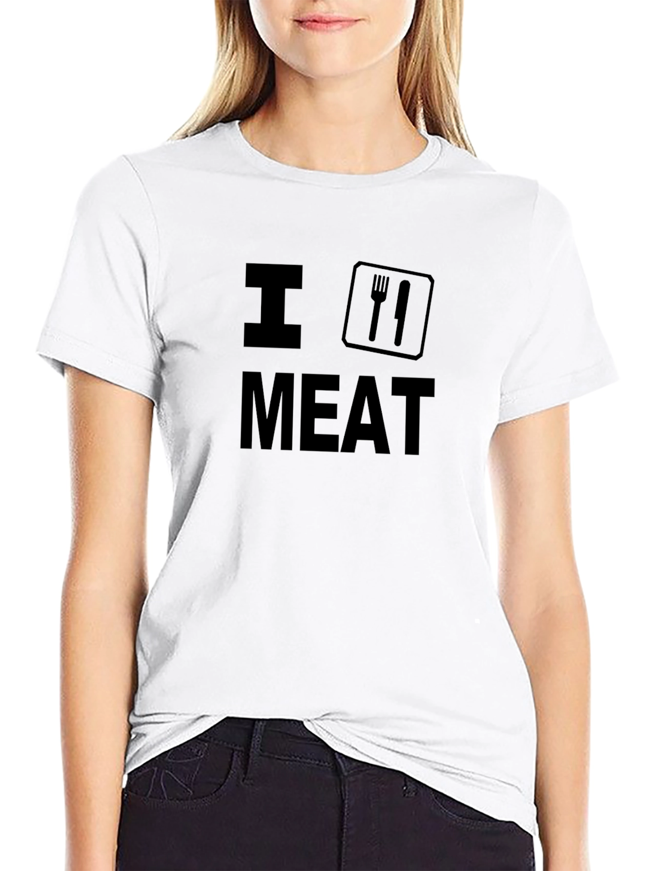 I (Cutlery) Meat Black Graphic T-Shirt