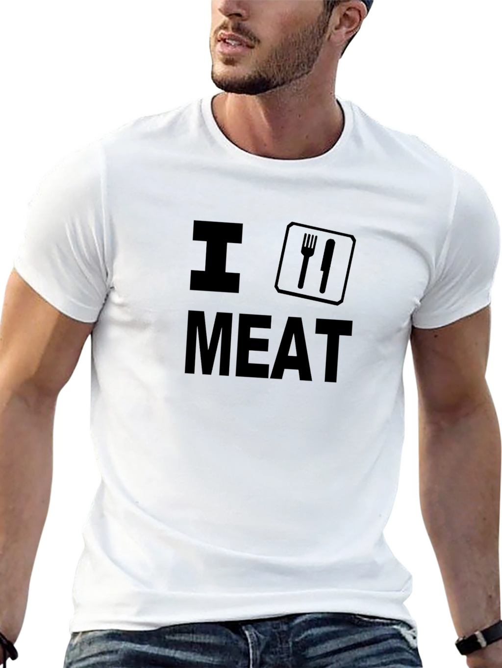 I (Cutlery) Meat Black Graphic T-Shirt