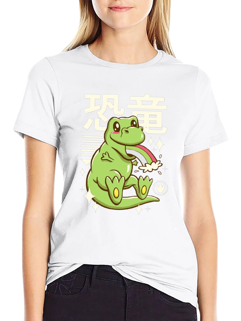 Kawaii Dinosaur Graphic Tee - Black