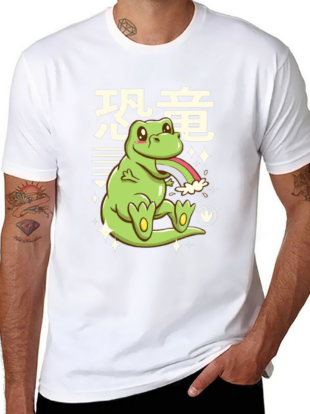 Kawaii Dinosaur Graphic Tee - Black