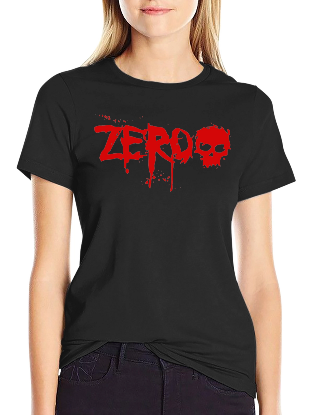 Zero Skull Graphic Tee - Black Cotton T-Shirt