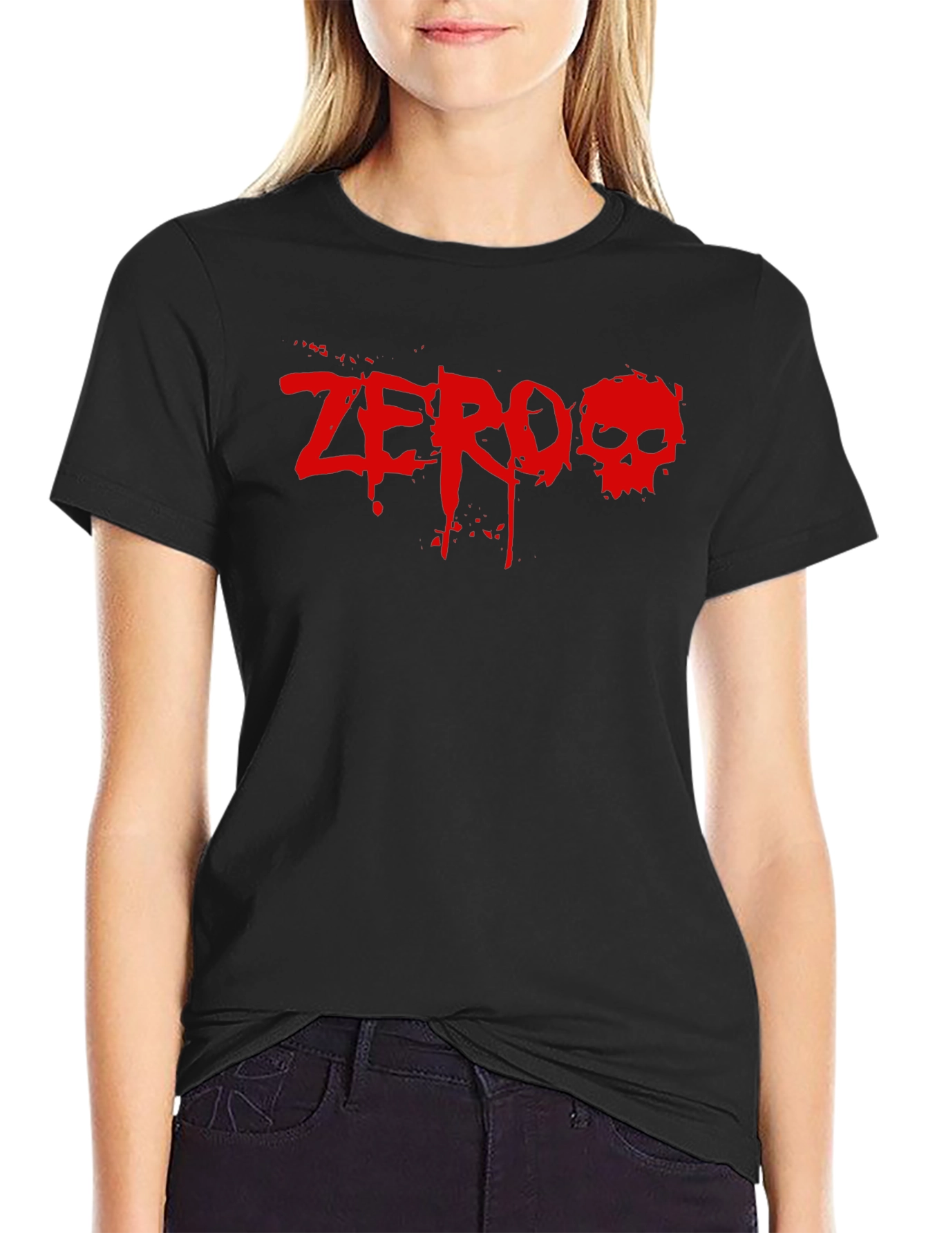 Zero Skull Graphic Tee - Black Cotton T-Shirt