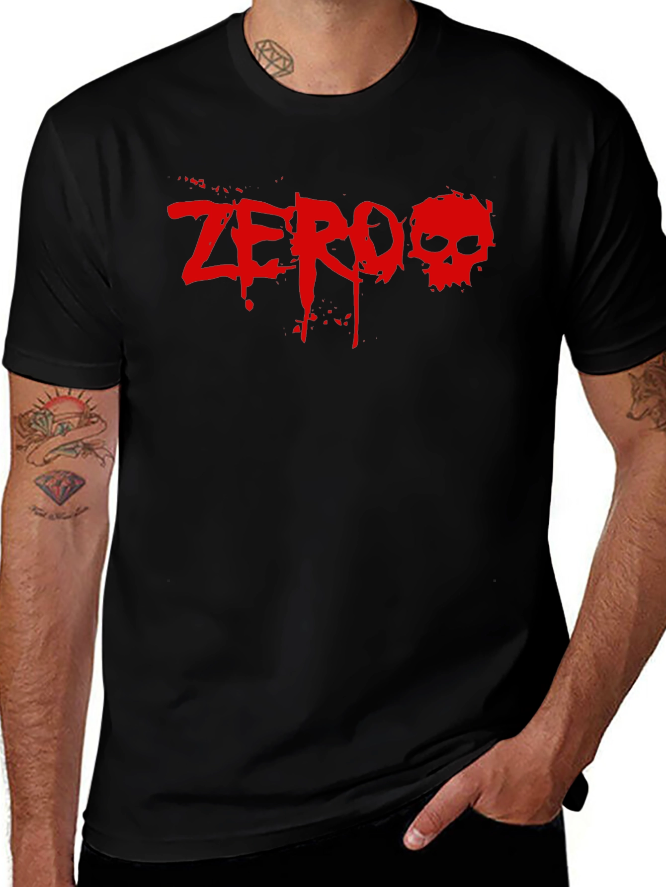Zero Skull Graphic Tee - Black Cotton T-Shirt