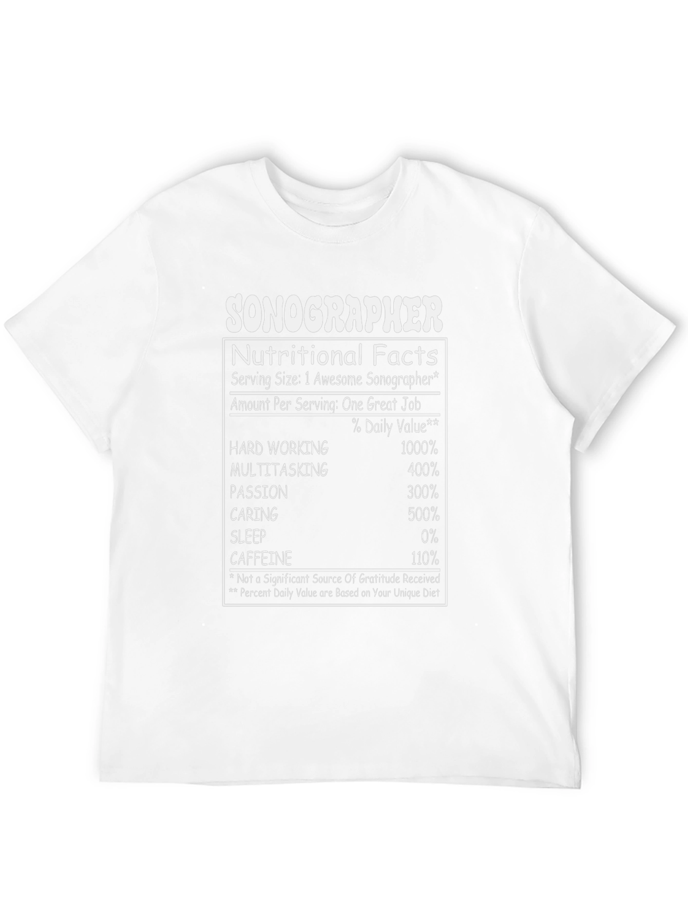 Sonographer Nutritional Facts Graphic T-Shirt