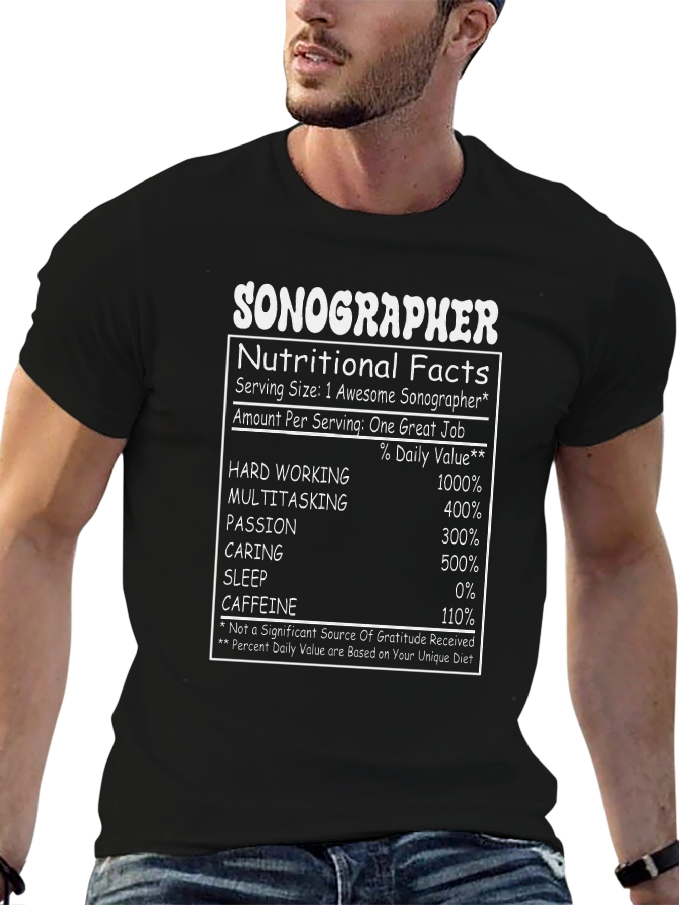 Sonographer Nutritional Facts Graphic T-Shirt