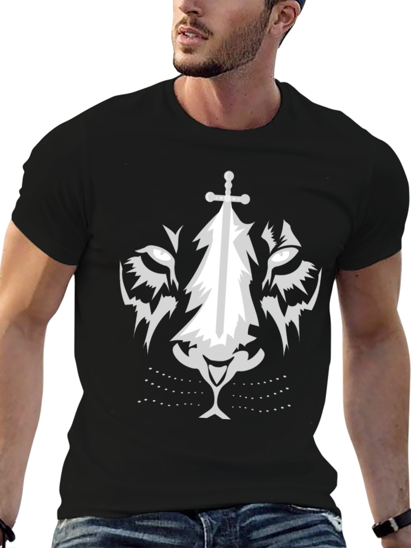 Lion Sword Graphic Tee - Black