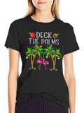 Deck the Palms Flamingo T-Shirt - Holiday Beach Vibes