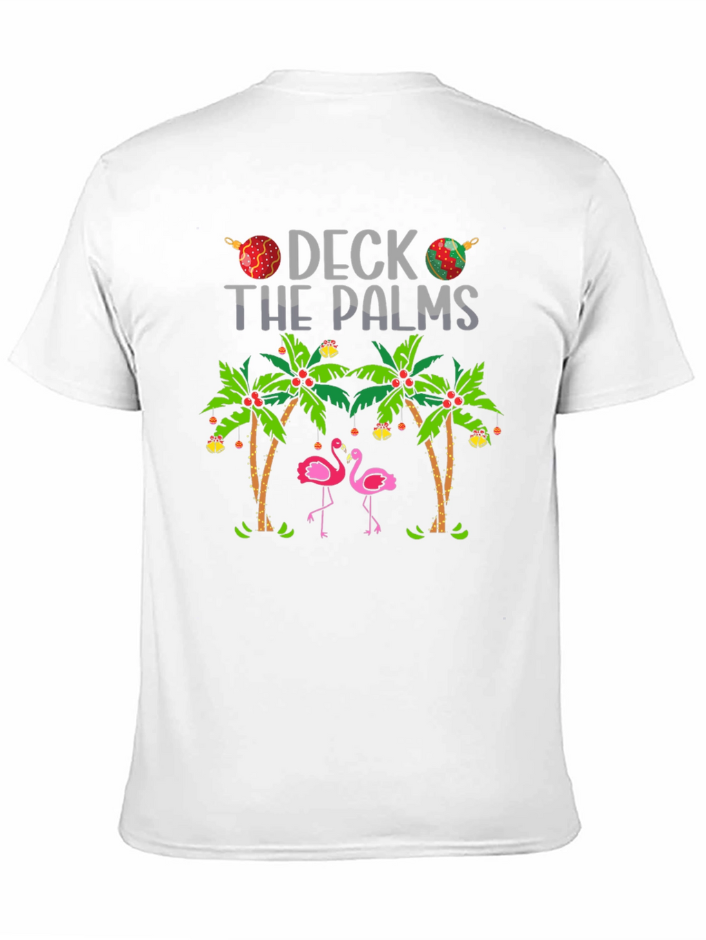 Deck the Palms Flamingo T-Shirt - Holiday Beach Vibes