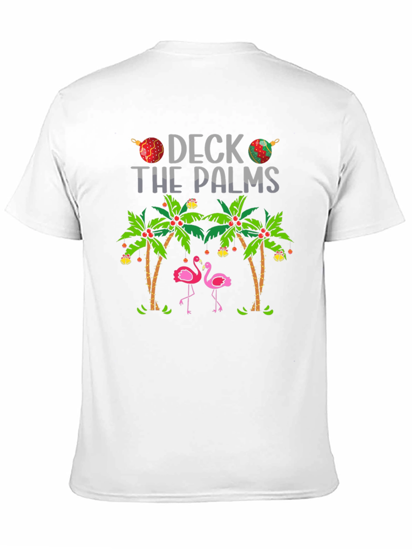 Deck the Palms Flamingo T-Shirt - Holiday Beach Vibes