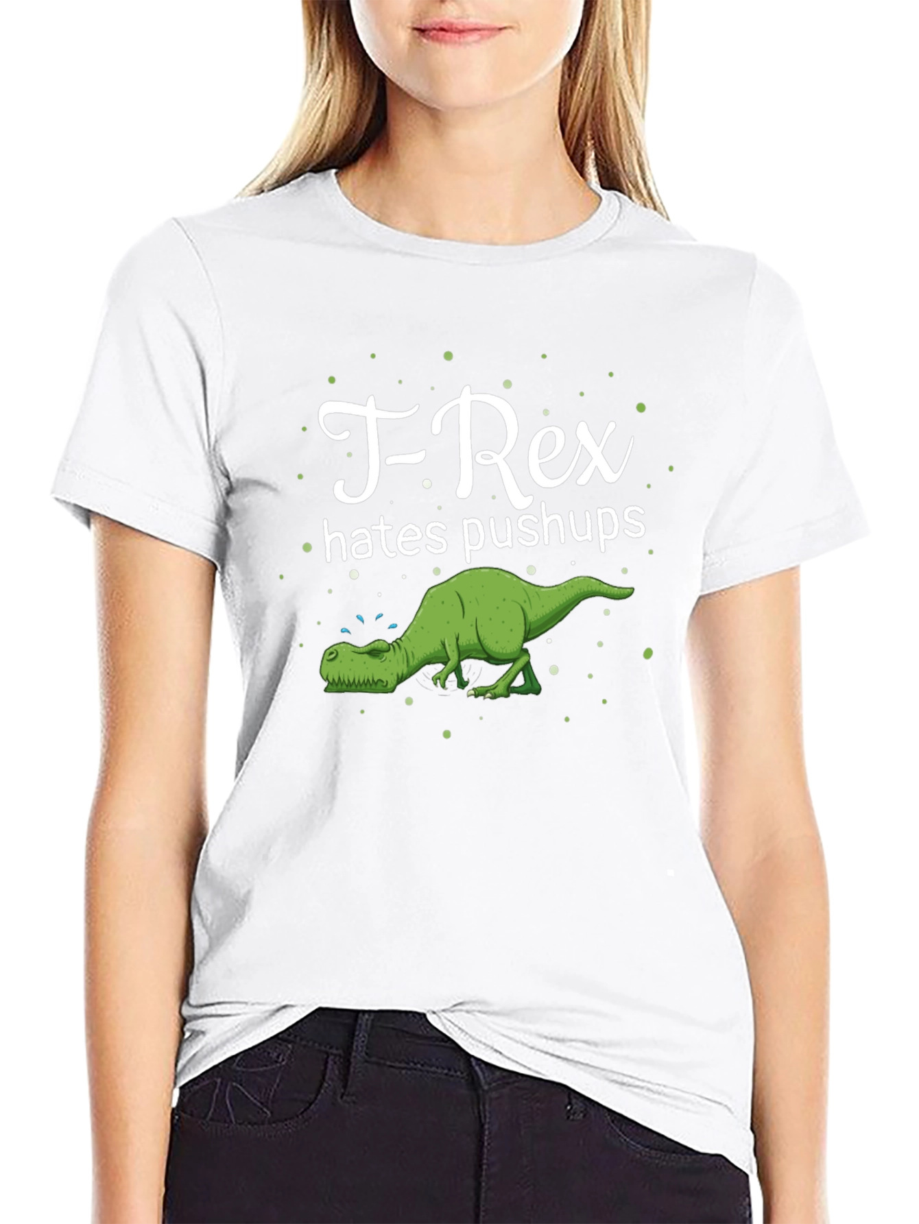 T-Rex Hates Pushups Graphic Tee - Black