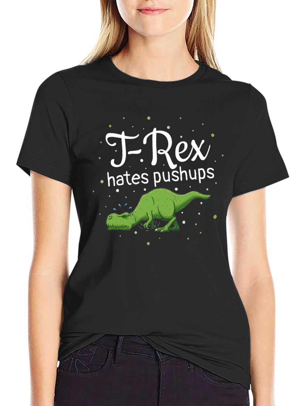 T-Rex Hates Pushups Graphic Tee - Black