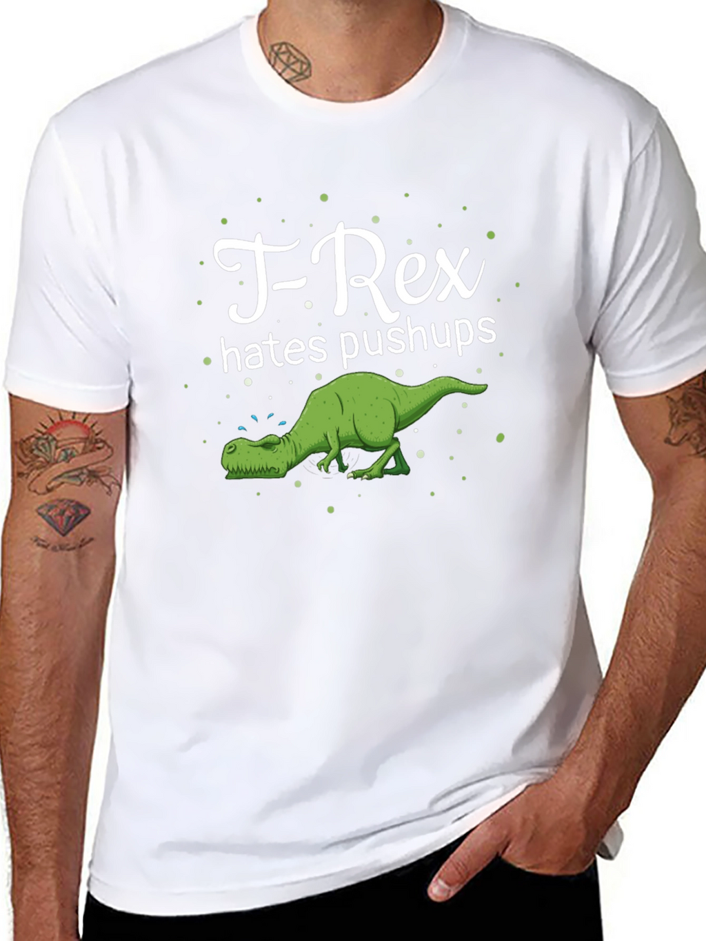 T-Rex Hates Pushups Graphic Tee - Black