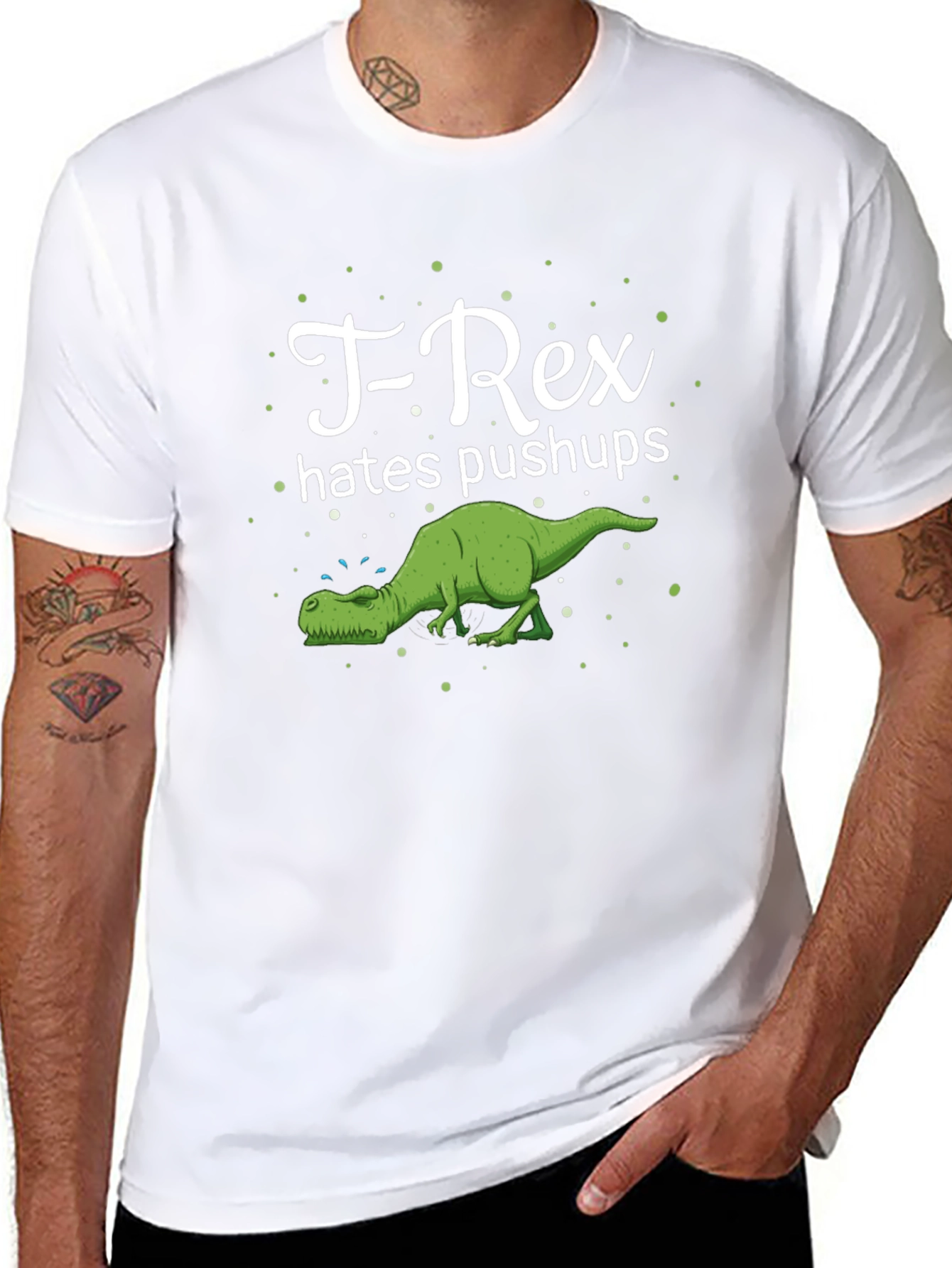 T-Rex Hates Pushups Graphic Tee - Black