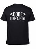 Code Like a Girl T-Shirt - Black Cotton Tee