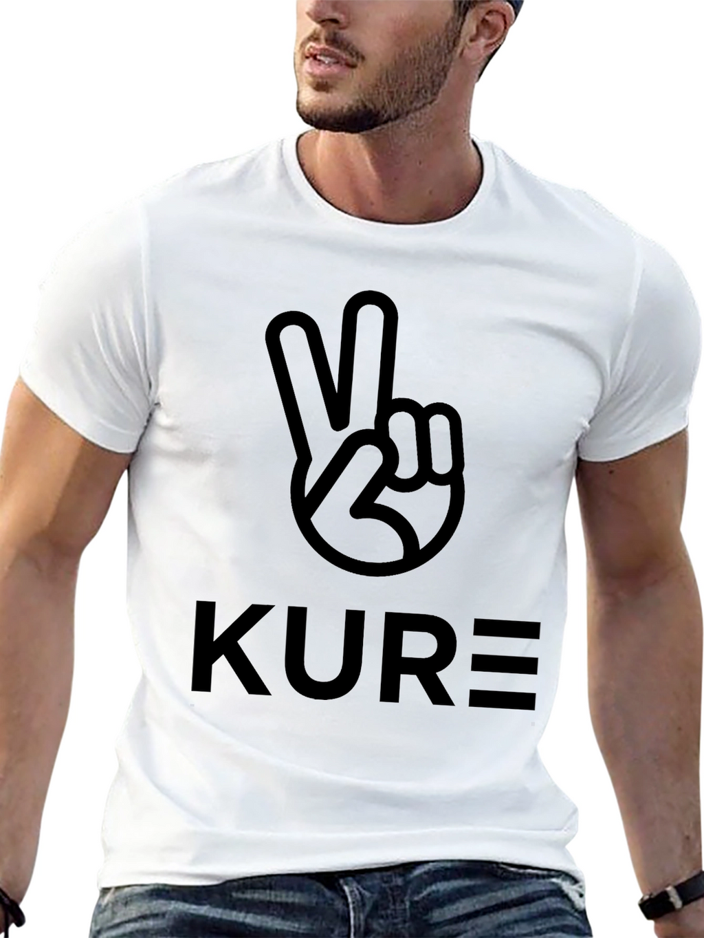 KURE Peace Sign Graphic Tee - Soft Black Cotton