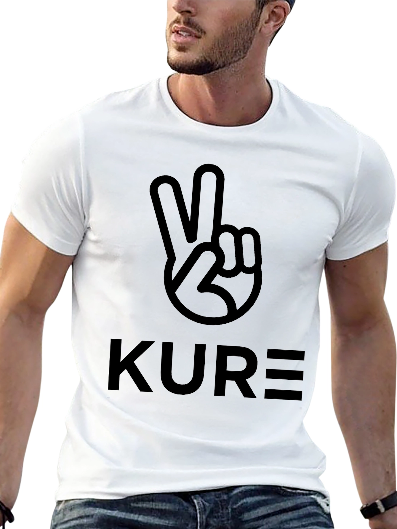KURE Peace Sign Graphic Tee - Soft Black Cotton