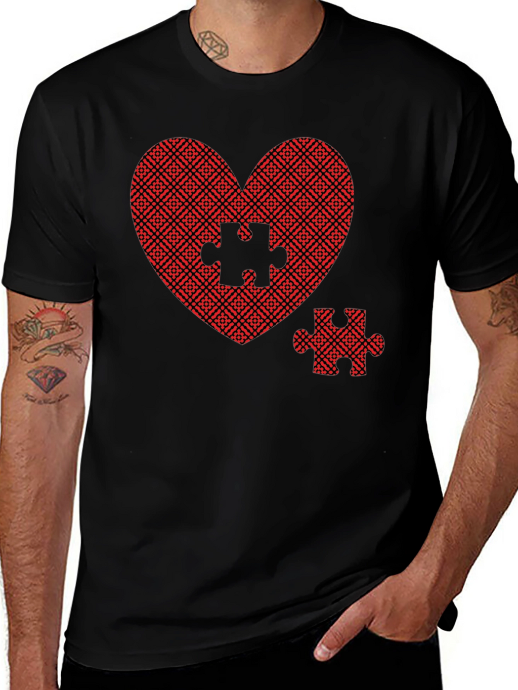 Heart Puzzle Piece Graphic Tee