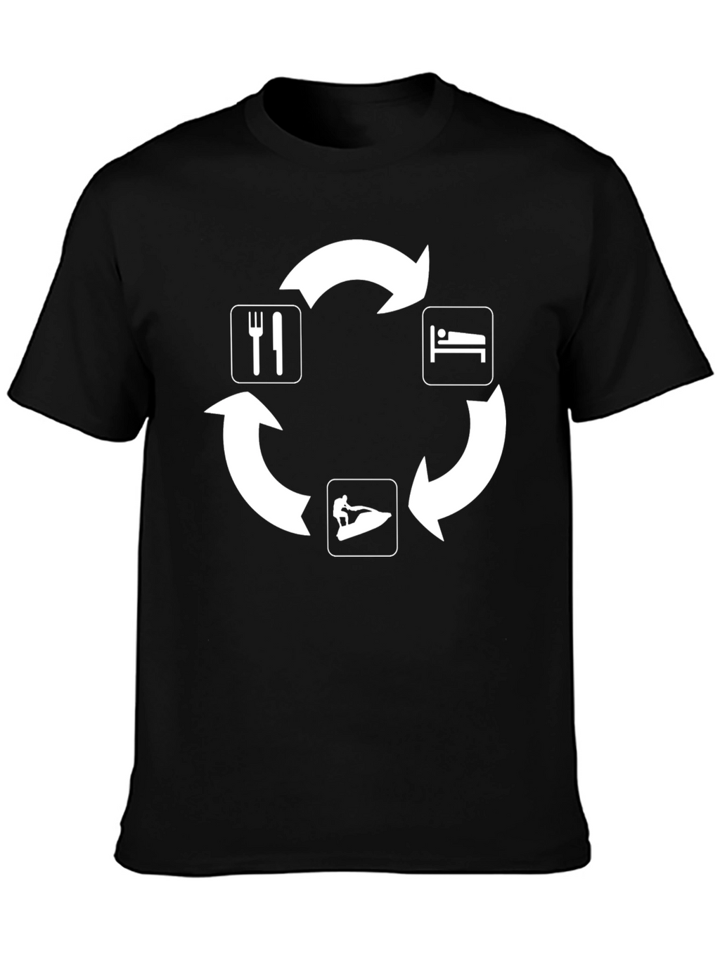 Eat Sleep Jet Ski Repeat Black T-Shirt