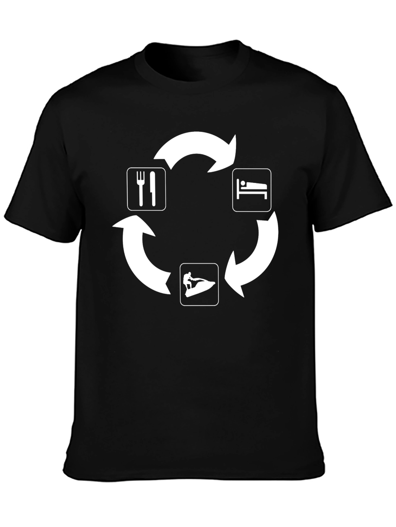 Eat Sleep Jet Ski Repeat Black T-Shirt