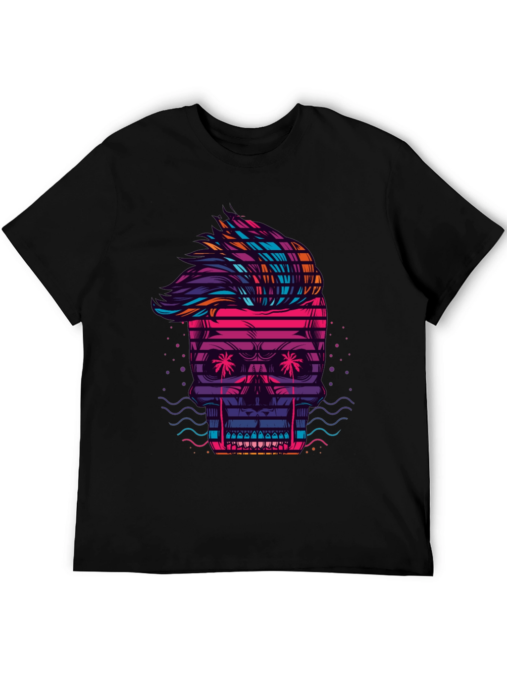 Neon Skull Graphic Tee - Retro Wave Style